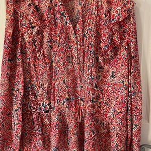 Democracy Red Paisley Boho Long Sleeve Top